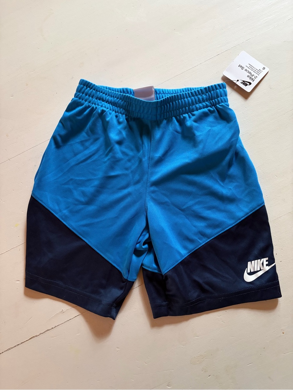 Nike Boys Blue and Black Colorblock Athletic Shorts